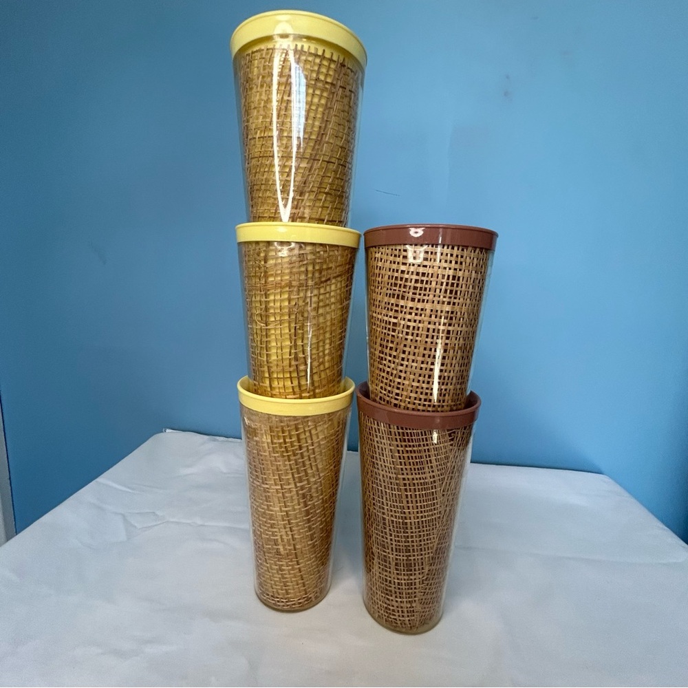 Set of 5 Vintage Raffiaware 6 inch Tumblers